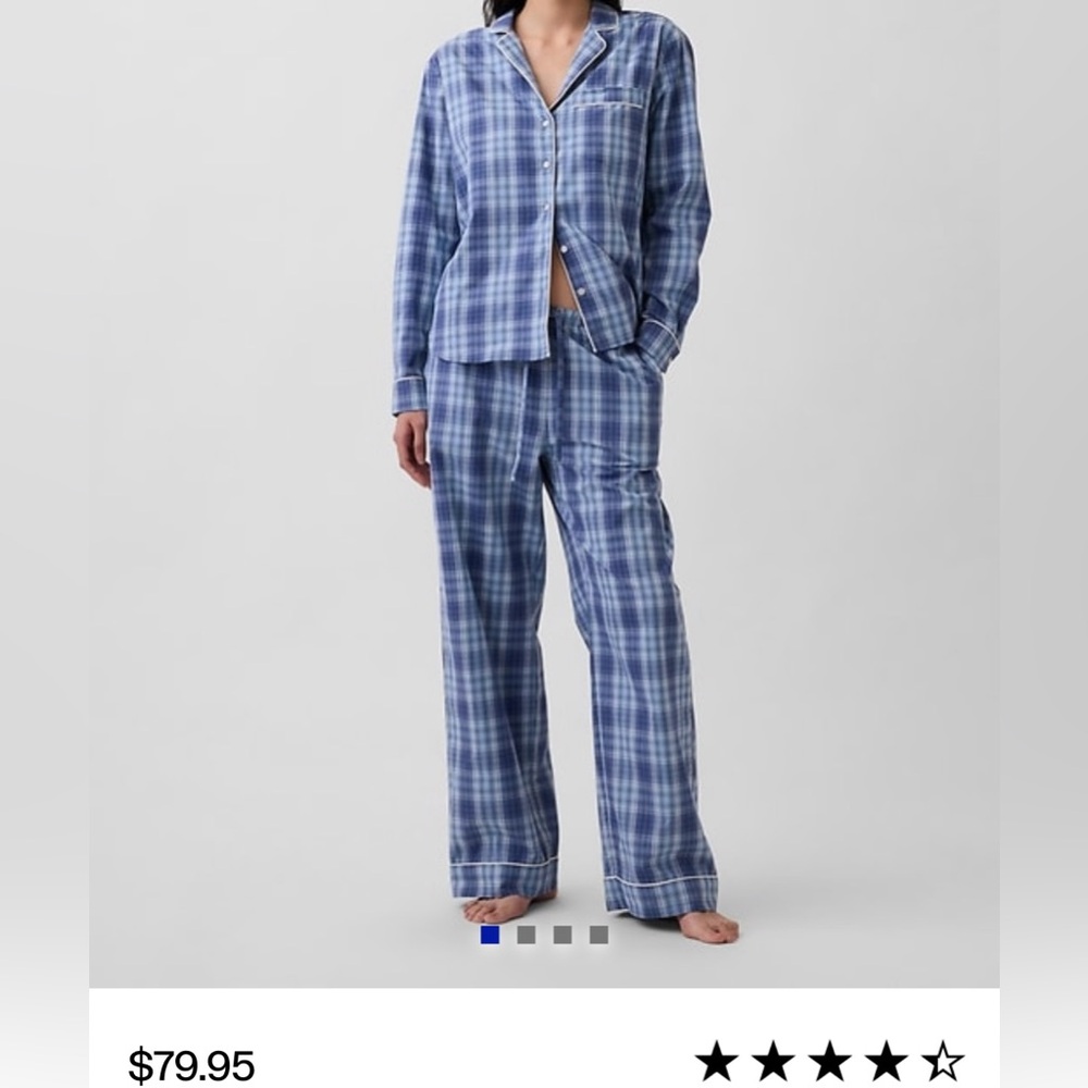 Pinc Blue Plaid Cotton Pajama Set